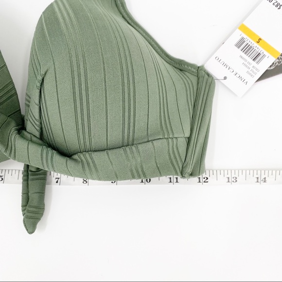 Vince Camuto IGUANA Green Ripple Wrap-Front Halter Bikini Swim Top Size Small - Picture 8 of 12